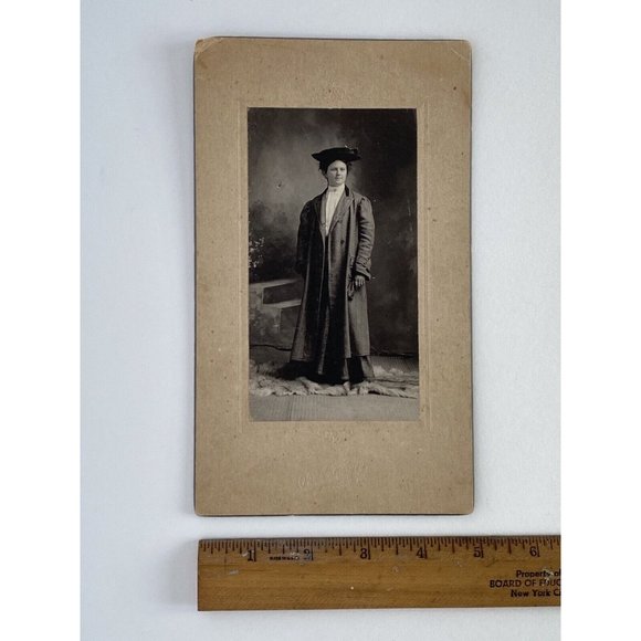 c1900 Cabinet Card Woman Hat Overcoat Portrait Photo W A Keagey Duncannon PA - Picture 6 of 6